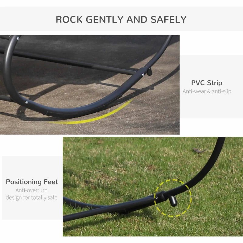 Outsunny Double Sun Lounger - Rocking Sunbed Daybed with Armrest and Headrest Pillow for Two, for Outdoor Patio Garden, Cream White