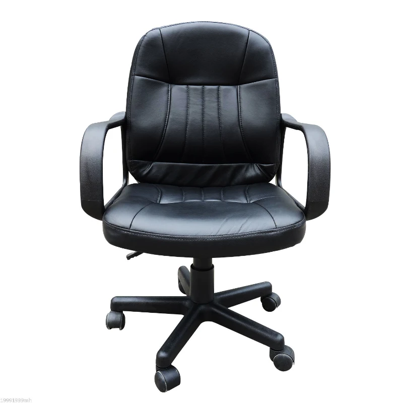 HOMCOM Executive Office Chair for Home, Mid Back PU Leather Computer Desk Chair for Adults with Arm, Wheels, Black