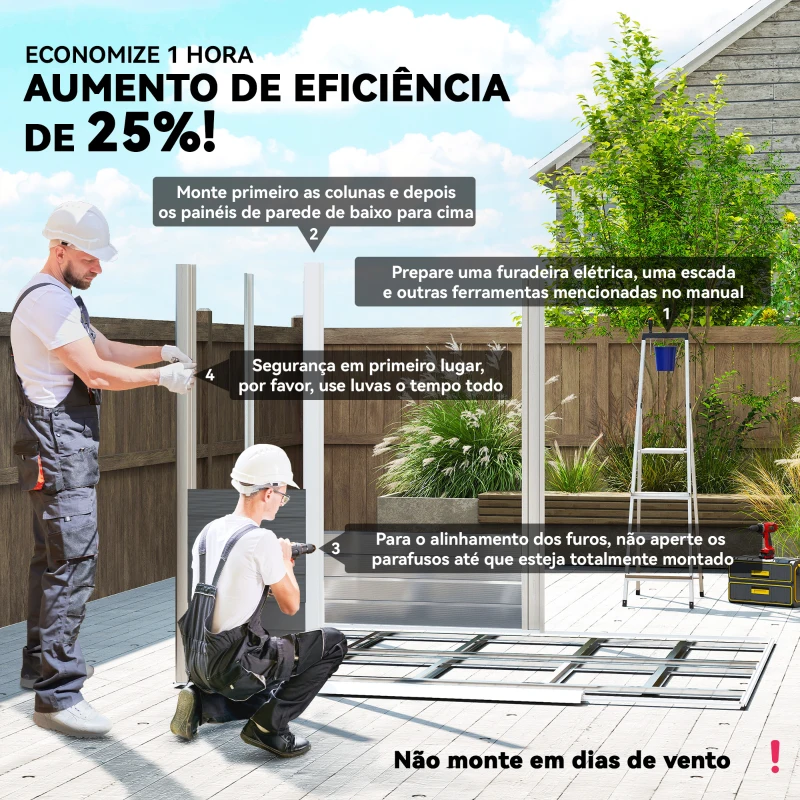 Outsunny Abrigo de Jardim 4,4 m² 240x206x198 cm Abrigo de Jardim com Porta de Correr e Fechadura Cinza Escuro