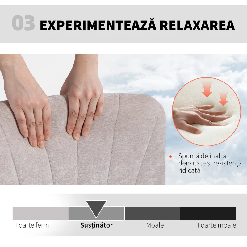 Scaun de Birou HOMCOM, Reglabil, Înclinabil și Rotativ, din Chenille și Oțel, 62x67x83-93 cm, Bej