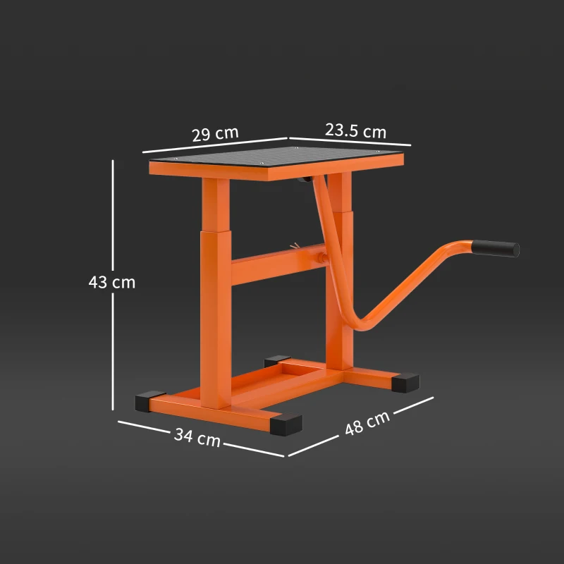 DURHAND Cavalletto Alzamoto max 150 kg in Metallo con Superficie in Gomma e Manovella, 48x34x43 cm, Arancione