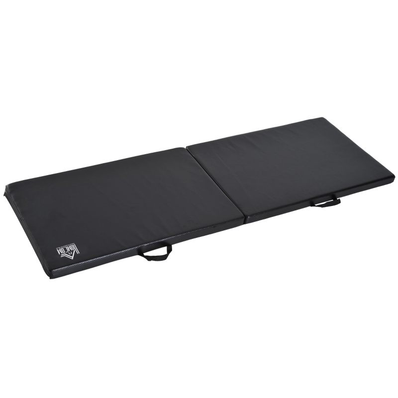 HOMCOM Tappetino da Ginnastica Pieghevole, Materassino Fitness Spesso 5 cm e Antiscivolo, 180x60x5 cm, Nero