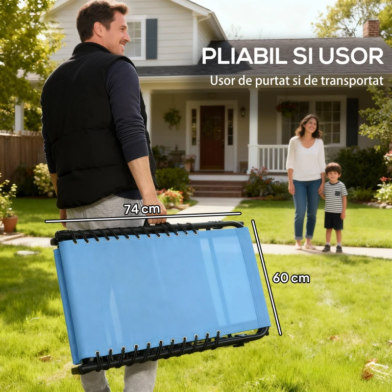 Outsunny Șezlong de Plajă Reclinabil în 3 Poziții - Alb Crem