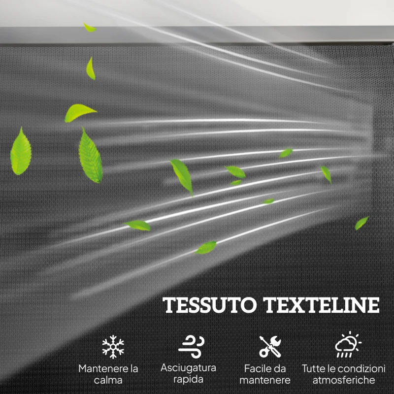 Outsunny Panchina a Dondolo da Giardino a 3 Posti in Metallo e Tessuto a Rete Traspirante, 147x70x85cm, Grigio