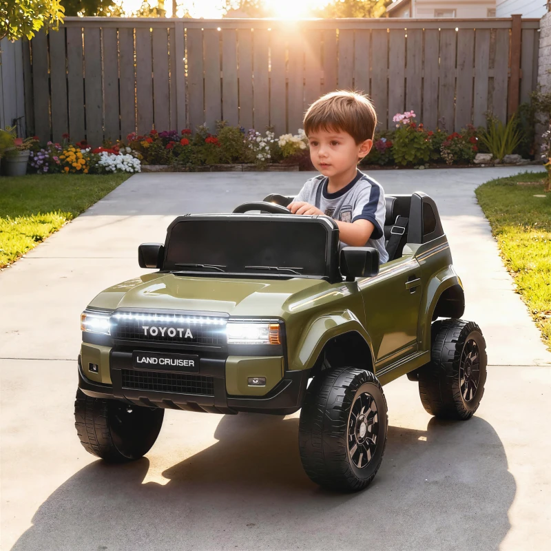AIYAPLAY Auto Elettrica per Bambini TOYOTA Land Cruiser 12V con Telecomando, Età 3-8 Anni, Verde