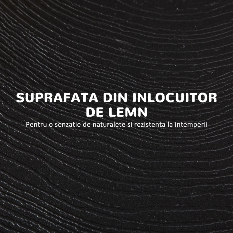 Outsunny Masă de Grădină Rotundă, Pliabilă, pentru 2 Persoane, Efect Lemn, Oțel+Plastic, Gri Închis, 60 x 60 x 73 cm