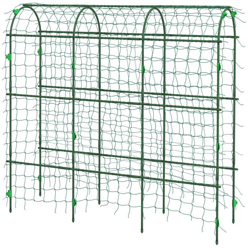 Outsunny 183 cm Tall Metal Garden Trellis, Arch Trellis for Climbing Plants Outdoor with Climbing Net