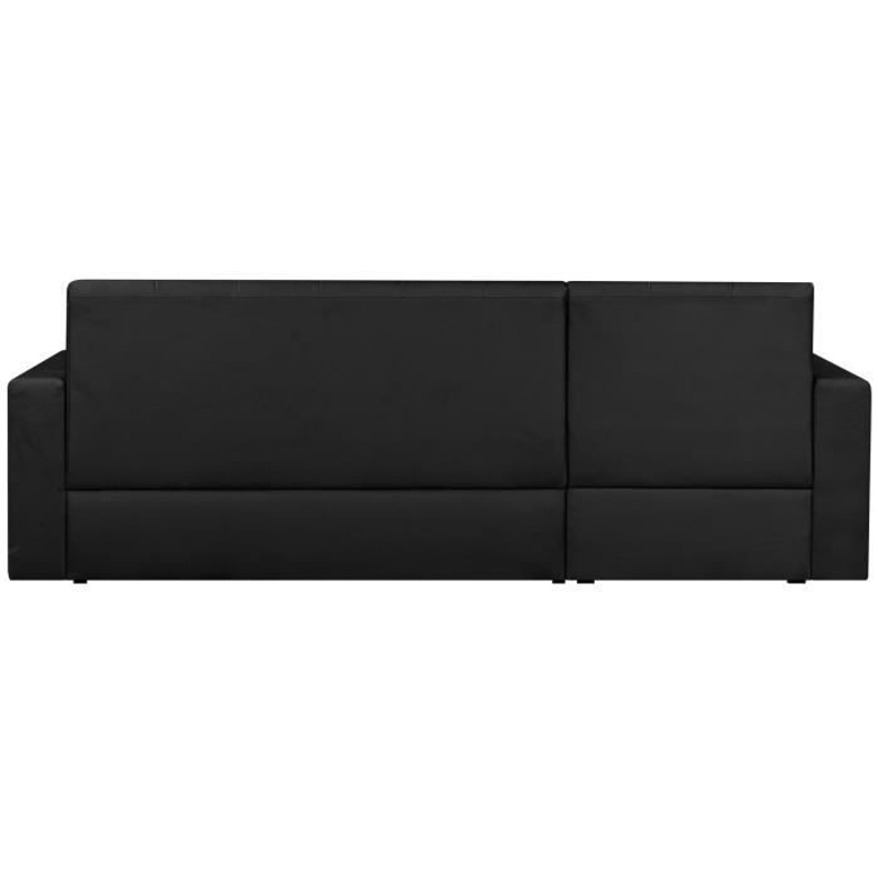 Canapé d'angle réversible convertible 3 places - Simili noir - Contemporain - L 235 x P 85 - 153 cm - ROMAN