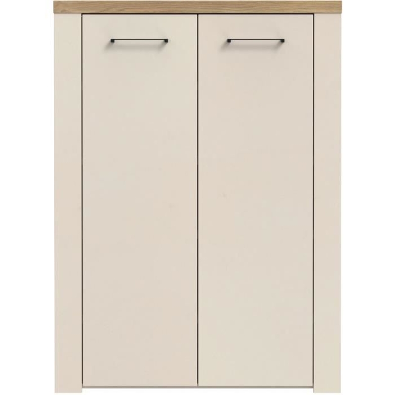 Meuble de rangement - Décor Sable & chene - L86,3 x P41,3 x H118,3 cm - NELLEKE