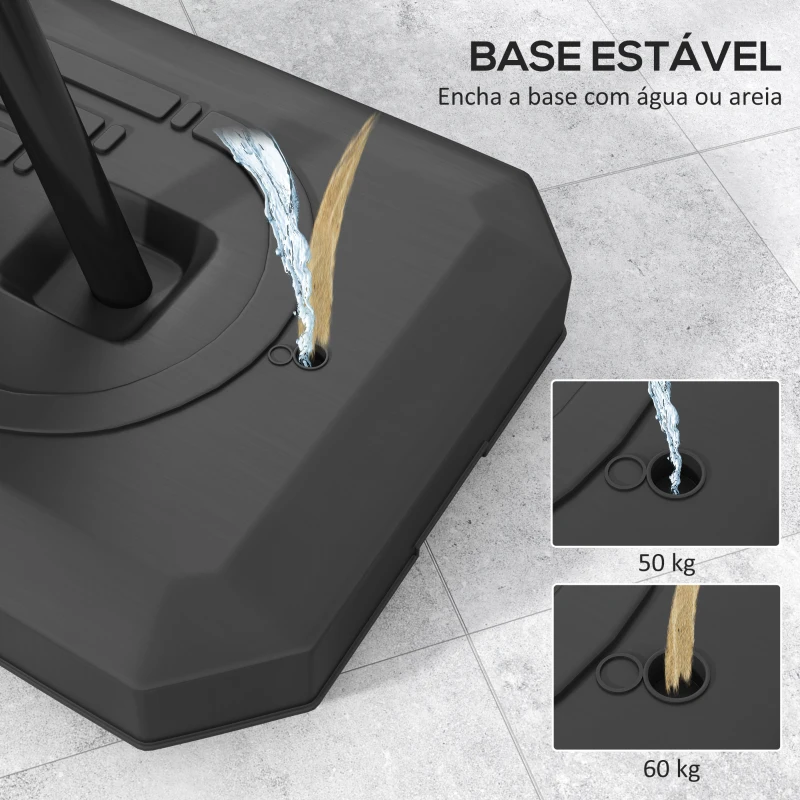 SPORTNOW Tabela de Basquetebol para Exterior Altura Ajustável em 16 Níveis 150-305 cm com Rodas e Base Recarregável  Preto