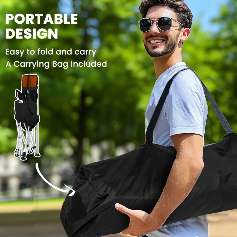 Outsunny 2er Set Campingstuhl faltbar Angelstuhl mit abnehmbar Fußstütze Getränkehalter belastbar 120 kg Orange