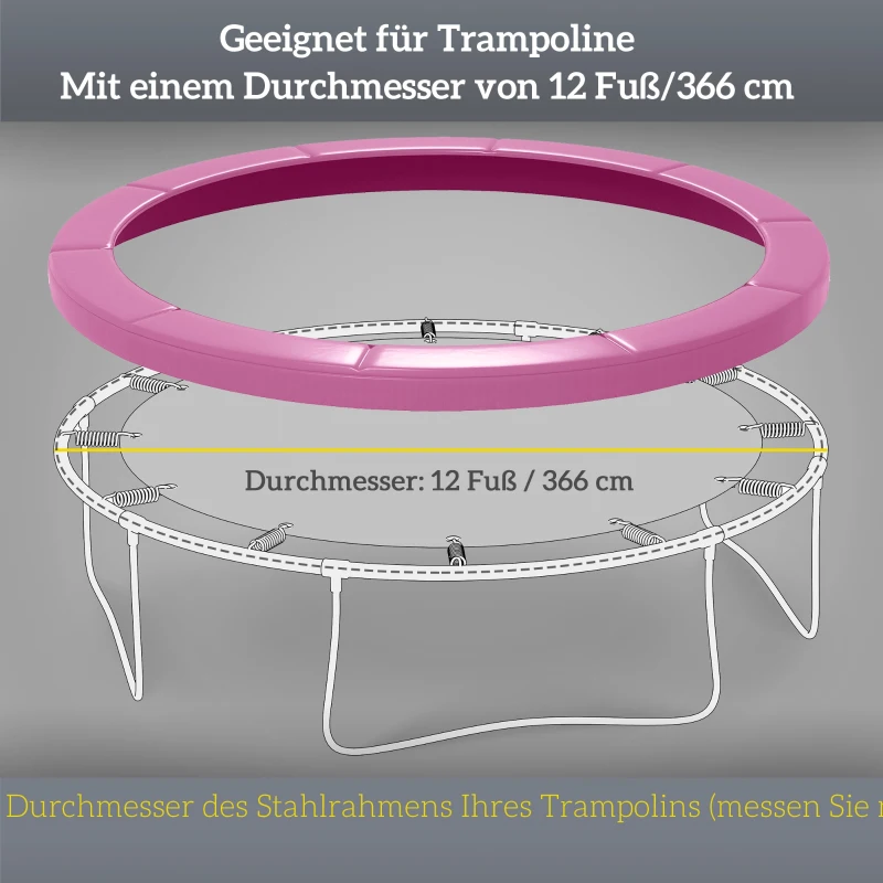 SPORTNOW Ersatz-Randabdeckung für Trampoline, wasserfest, reißfest, Ø366 cm, Rosa