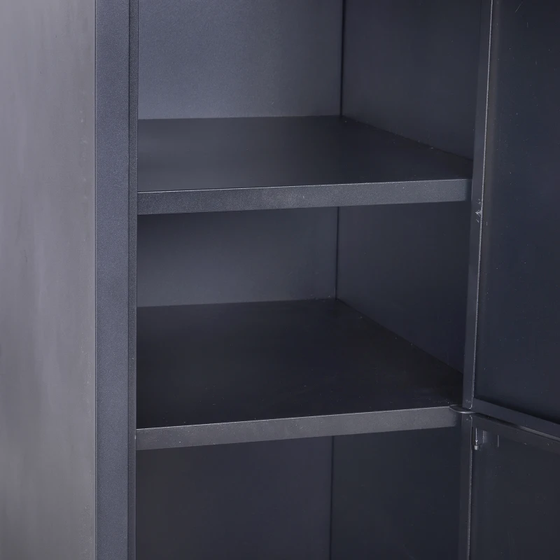 Vinsetto Spindschrank mit 4 Fächern, Metallschließfach mit 2 abschließbaren Türen (2 Schlüssel), 38x46x180cm, schwarz