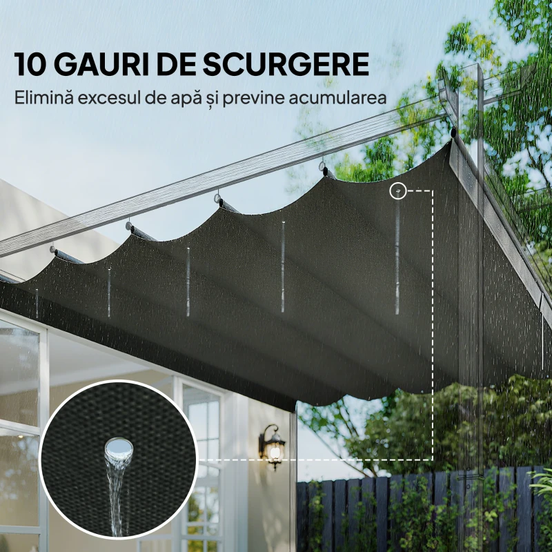 Outsunny Tettuccio di Ricambio per Gazebo 3x3 m con 10 Fori di Drenaggio Grigio