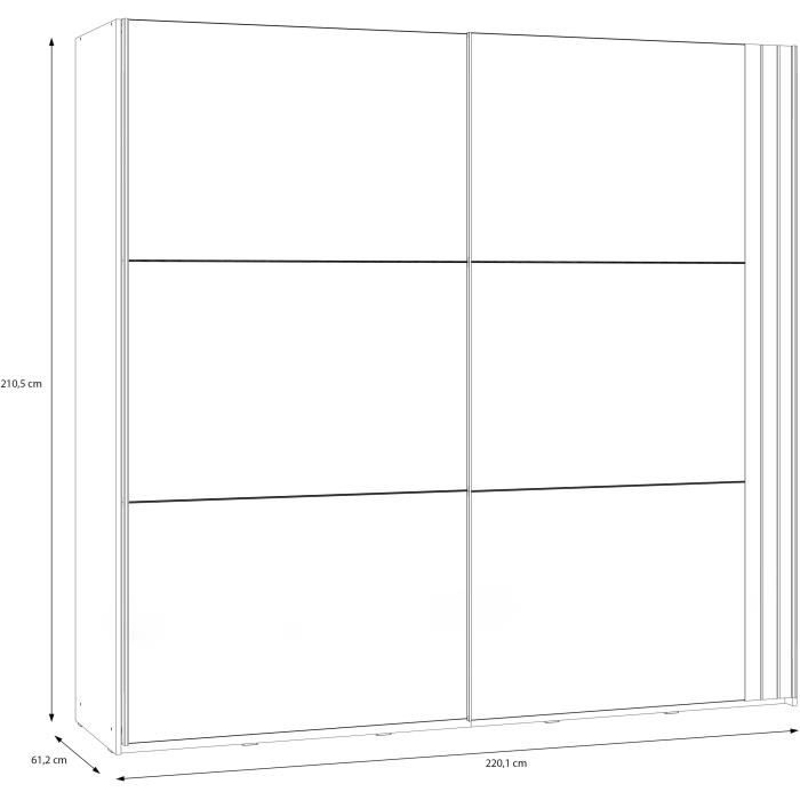 Armoire WAIKATO - Cachemire - 2 portes coulissantes - L220 x P61 x H210,5 cm