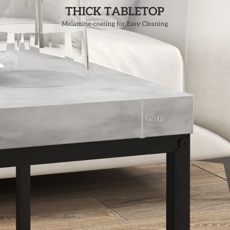 HOMCOM Coffee Table Set of 2, Nest of Tables with 3.5cm Thick Tabletop, Grey