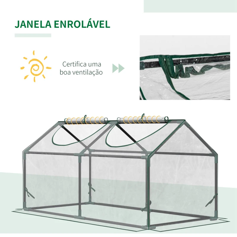 Outsunny Estufa 119x60x60cm Estufa de Jardim com 2 Janelas Enroláveis para Cultivo de Plantas Verduras Flores Transparente
