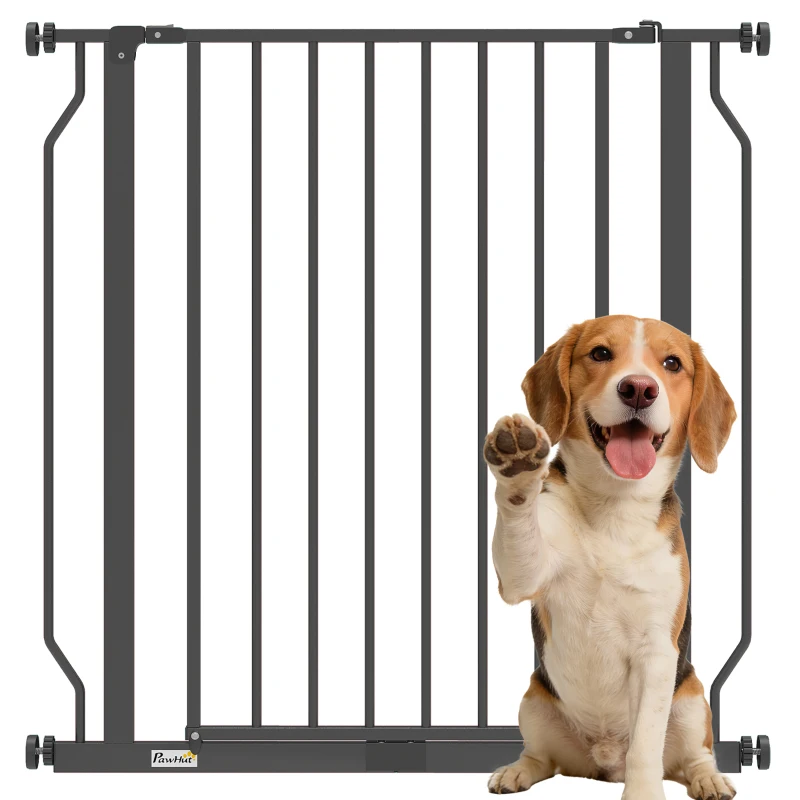 PawHut Extra Wide Dog Gate, with Door Pressure, for Doorways, Hallways, Staircases - Black