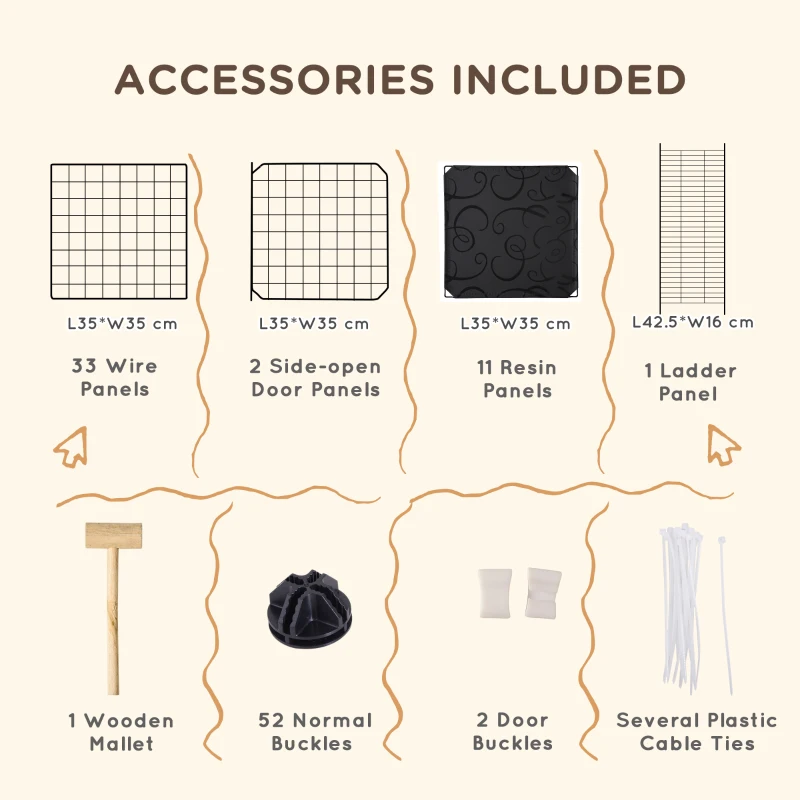 PawHut Pet Playpen with Door, Guinea Pigs Metal Mesh Cage for Small Animal, Chinchilla, 175 x 105 x 70 CM, Black