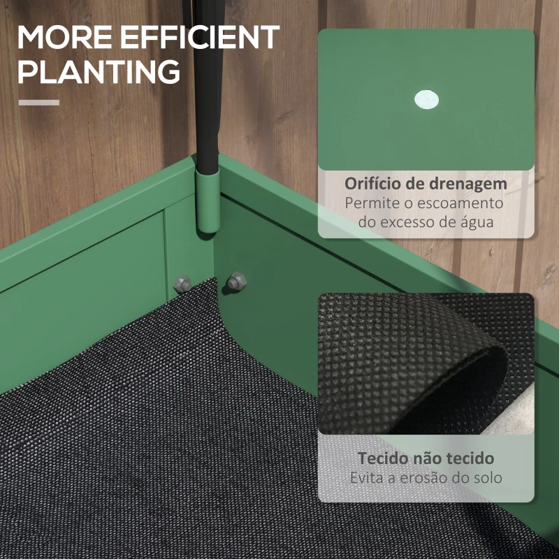 Outsunny Mesa de Cultivo com Rodas 80x40x120 cm Horta Urbana Elevada com Cobertura de Estufa para Cultivar Plantas Flores Verde
