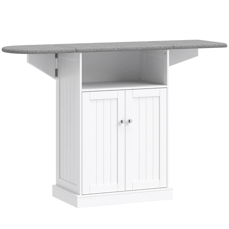 HOMCOM Armoire à repasser sur roulettes, table à repasser avec plateau repassable et pliable, 131 x 37 x 89,5 cm, blanc