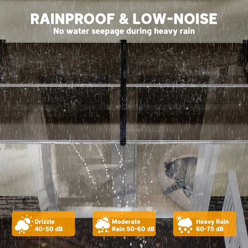 Outsunny Front Door Canopy, Outdoor Awning, Rain Shelter, 200 x 96cm, Brown