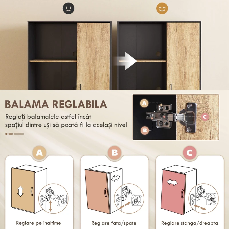 HOMCOM Dulap Modern de Bucătărie cu 2 Sertare, 2 Rafturi și un Dulap, 88x35x160 cm, Lemn și Negru