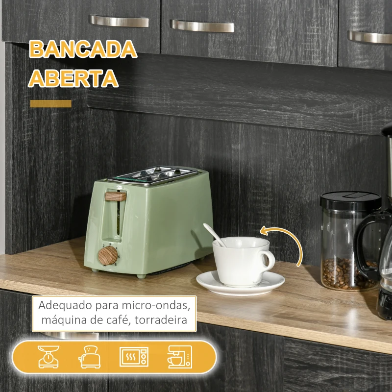 HOMCOM Armário de Cozinha Aparador de Sala de Jantar com 1 Gaveta 6 Portas e Prateleiras Ajustáveis Estilo Moderno 101x39x180 cm Preto e Madeira