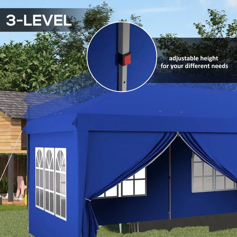 Outsunny 3 x 6m Pop-Up Gazebo, with Curtain Walls and Windows - Blue