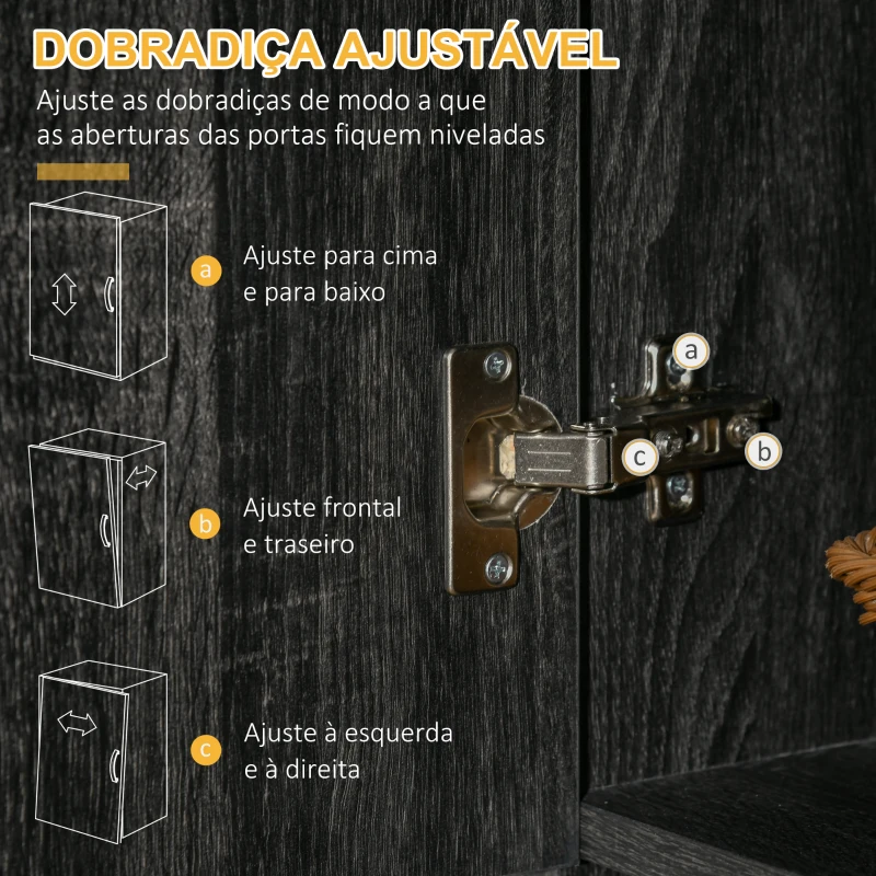 HOMCOM Armário de Cozinha Aparador de Sala de Jantar com 1 Gaveta 6 Portas e Prateleiras Ajustáveis Estilo Moderno 101x39x180 cm Preto e Madeira