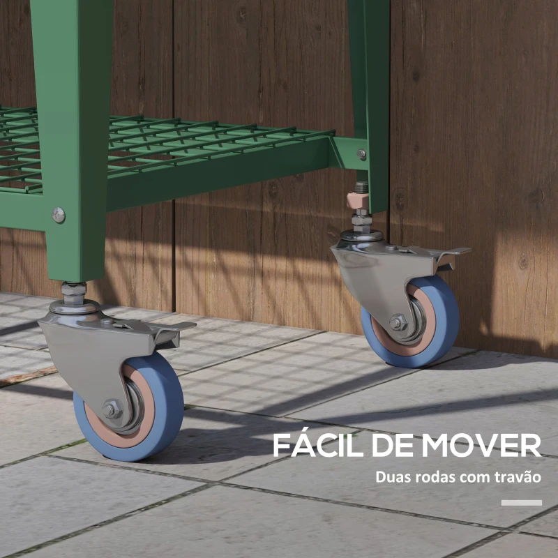 Outsunny Mesa de Cultivo com Rodas 80x40x120 cm Horta Urbana Elevada com Cobertura de Estufa para Cultivar Plantas Flores Verde