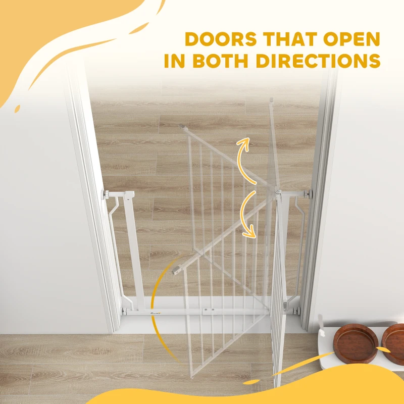PawHut Extra Wide Dog Gate, with Door Pressure, for Doorways, Hallways, Staircases - White