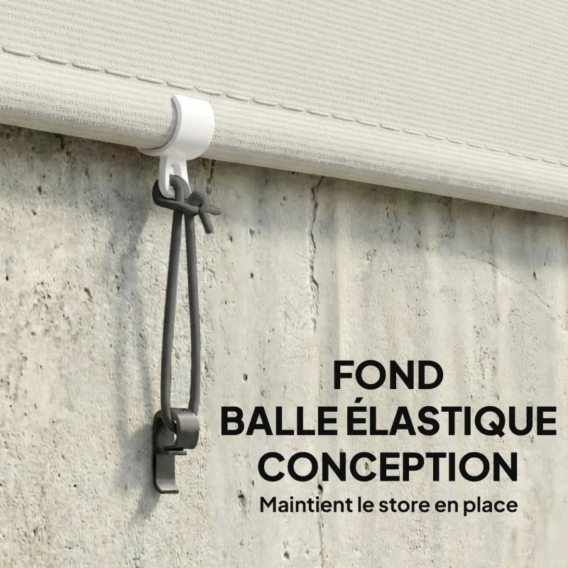 Outsunny Store extérieur enrouleur 2,4 x 1,6 m store occultant vertical brise-vue rétractable imperméable, anti-UV30+, crème