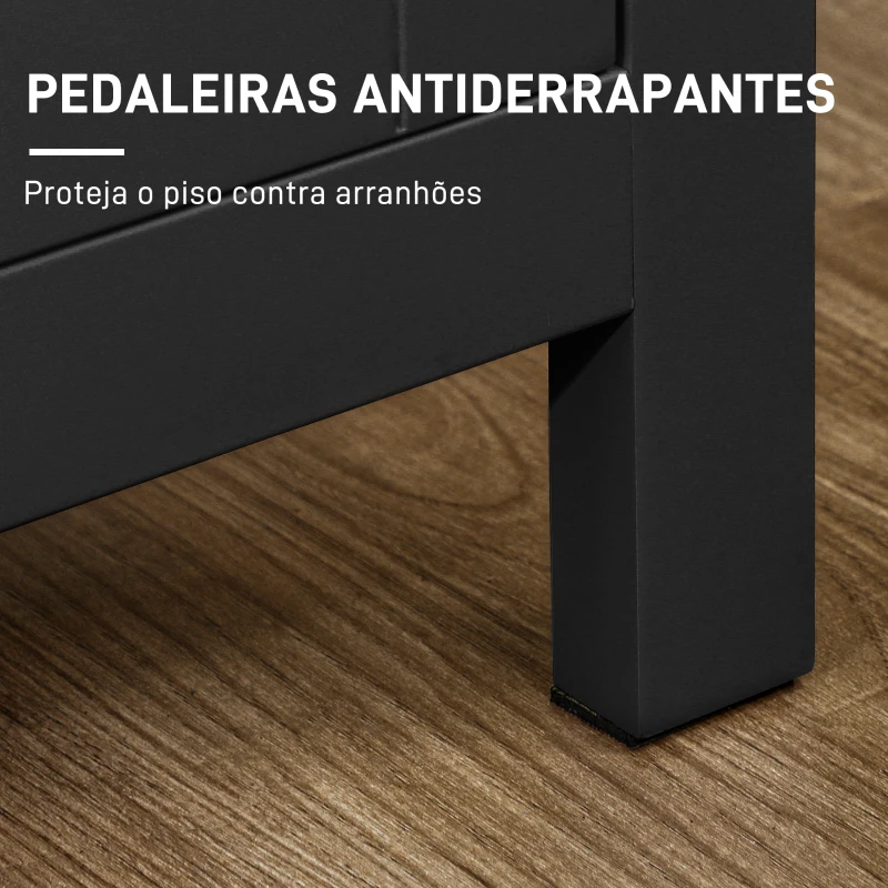 HOMCOM Aparador Sala de Estar com 3 Portas e Prateleiras Ajustáveis Estilo Moderno 120x40x70 cm Preto e Madeira