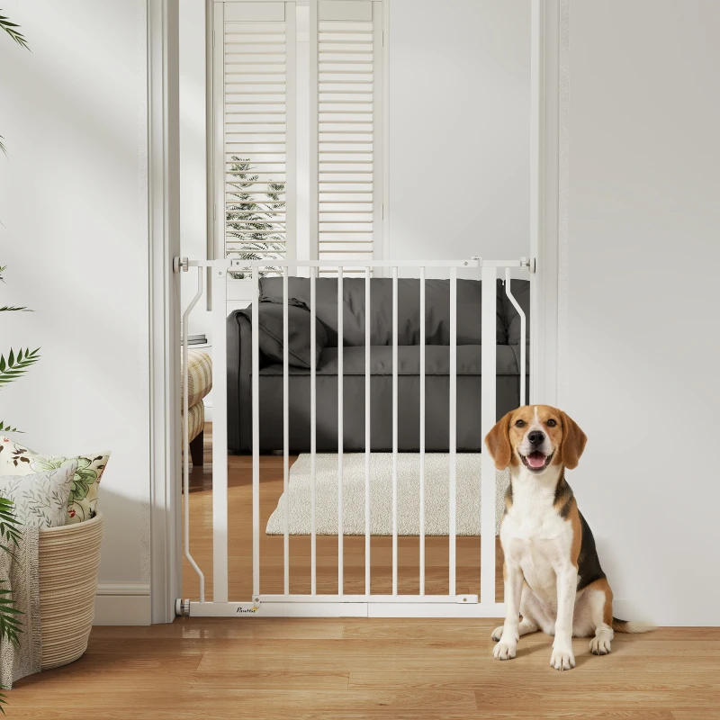 PawHut Extra Wide Dog Gate, with Door Pressure, for Doorways, Hallways, Staircases - White