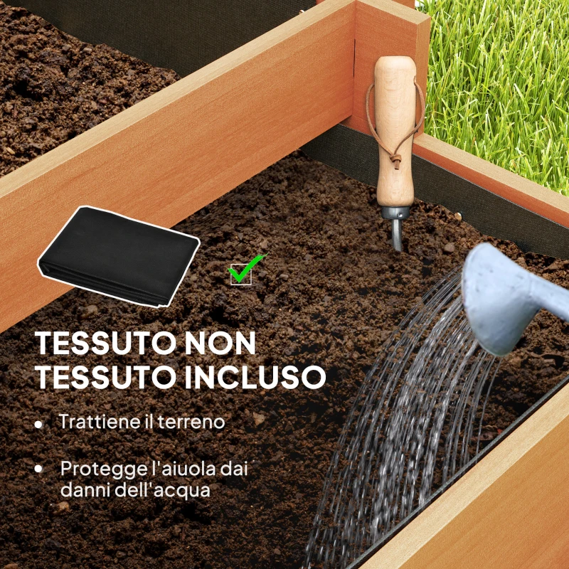 Outsunny Fioriera con Grigliato a 3 Livelli in Legno di Abete e Tessuto non Tessuto, 95x95x110 cm, Marrone