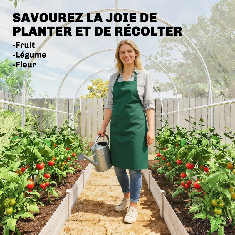 Outsunny Serre de jardin tunnel 3 x 2 x 2 m 6 m² avec porte à charnières bâche en PE 150 g/m² pour Légumes Plantes Fleurs