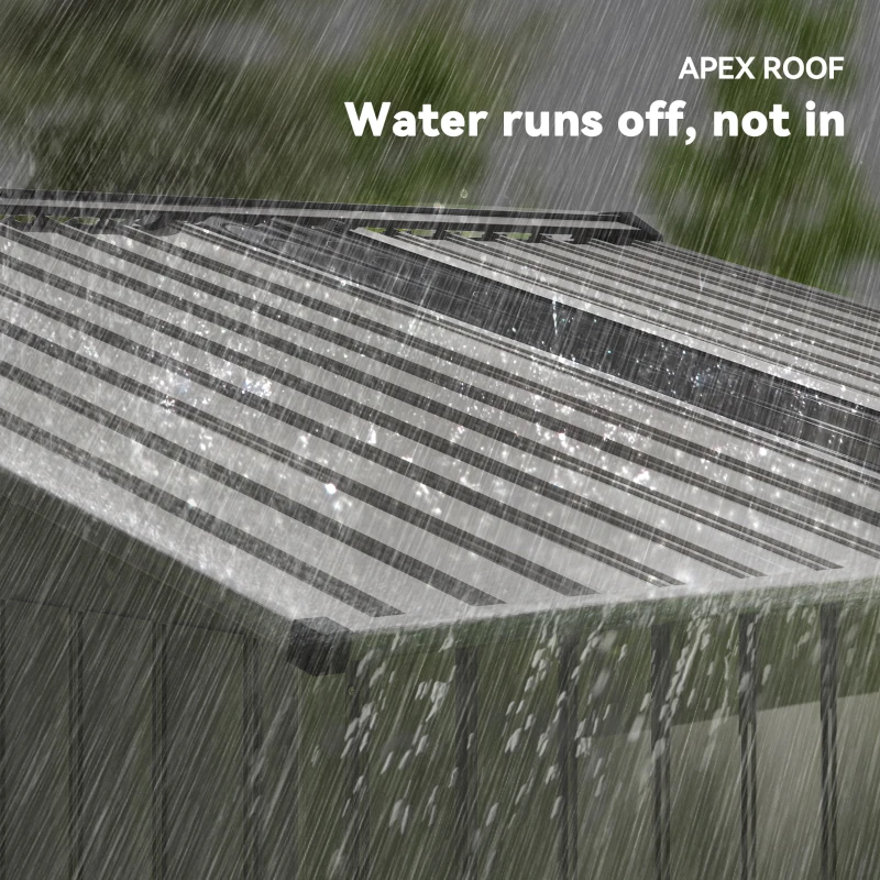 Outsunny Magazie de Grădină 4,9 m² 277x195x192 cm cu 2 Uși Culisante, Acoperiș Înclinat și 4 Grile de Ventilație, Gri Argintiu