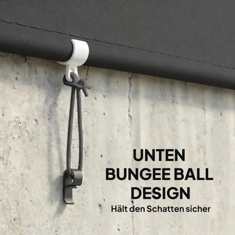 Outsunny Außenrollo 160 x 240 cm Ausziehbar Balkonrollo mit Perlenzug UPF30+ Senkrechtmarkise Dunkelgrau