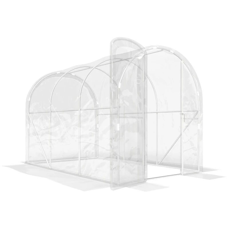 Outsunny Serre de jardin tunnel 3 x 2 x 2 m 6 m² avec porte à charnières bâche en PE 150 g/m² pour Légumes Plantes Fleurs