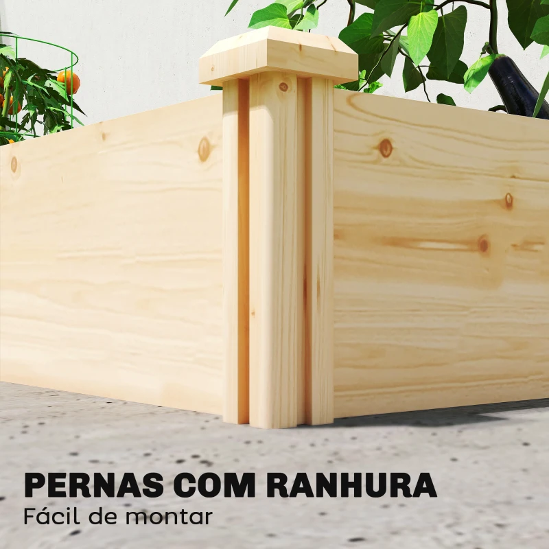 Outsunny Jardinheira Elevada em Madeira Horta Urbana para Cultivar Plantas com Divisor e Base Aberta 235x121x26 cm Madeira