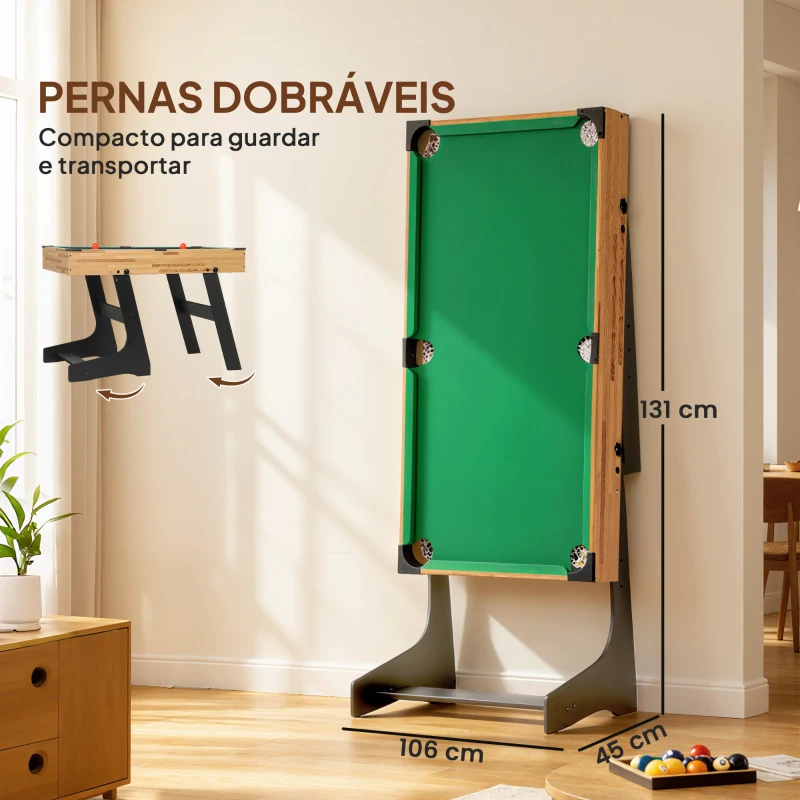 SPORTNOW Mesa Multijogos Dobrável 13 em 1 com Matraquilhos Ping Pong Xadrez Damas B e Acessórios 120x106x82 cm Madeira