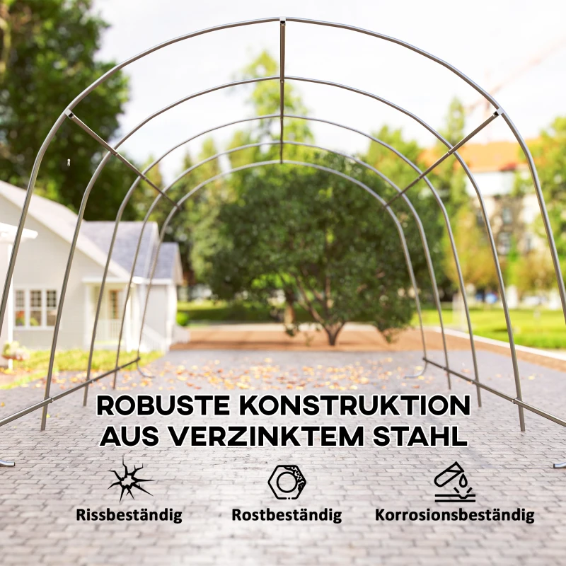 Outsunny Carport Zeltgarage 3x6m Winterfest Wasserdichtes Lagerzelt mit abnehmbaren Seitenwänden großer Rolltor, UPF50+