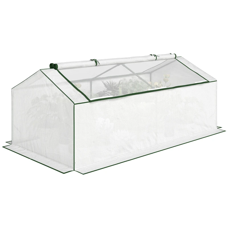 Outsunny Gewächshaus mit Fernster PE-Gitterfolie, winterfest Foliengewächshaus, Treibhaus 180 x 90 x 70cm Weiß