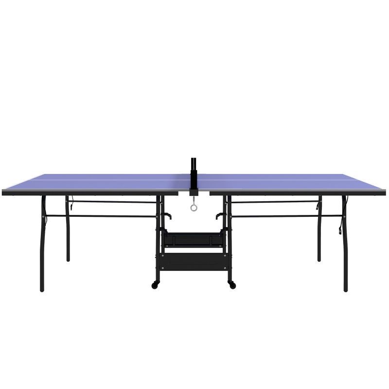SPORTNOW Mesa de Ping Pong Dobrável Profissional com Rodas Inclui 2 Raquetes e 3 Bolas para Interior 274x152,5x76 cm Azul