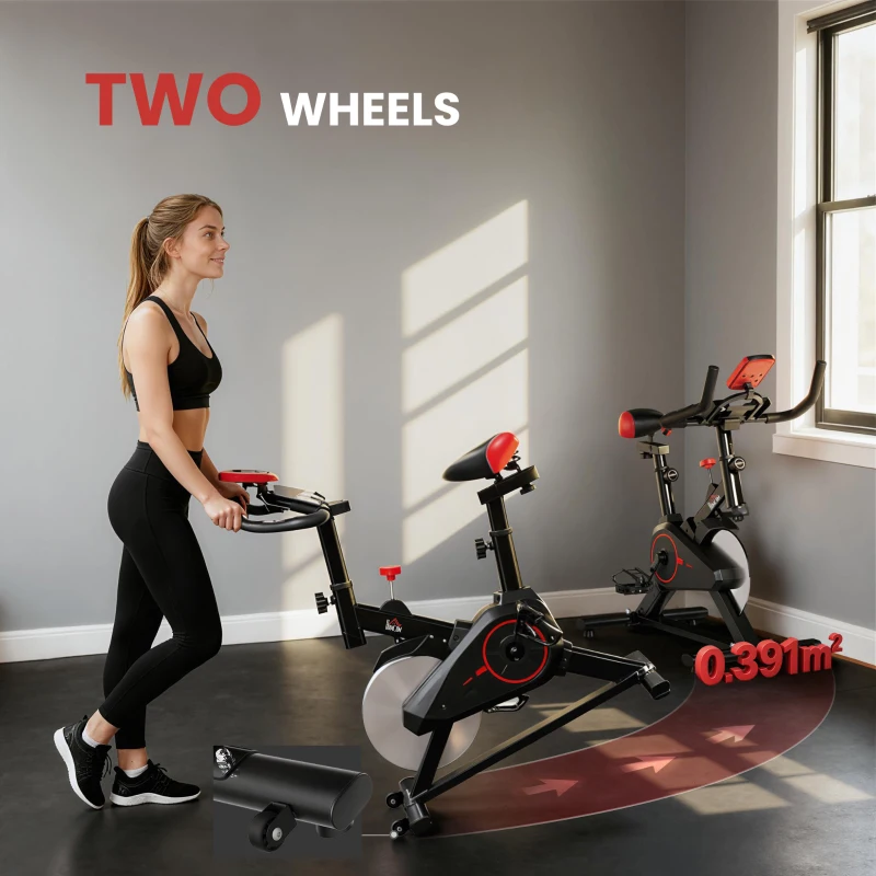 HOMCOM Indoor Upright Exercise Bike Machine, with Adjustable Seat, Resistance, Handlebar, LCD Display