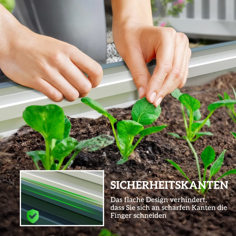 Outsunny Hochbeet Metall 2er-Set, Offener Boden, Für Garten Balkon, 110x50x30cm, Grün