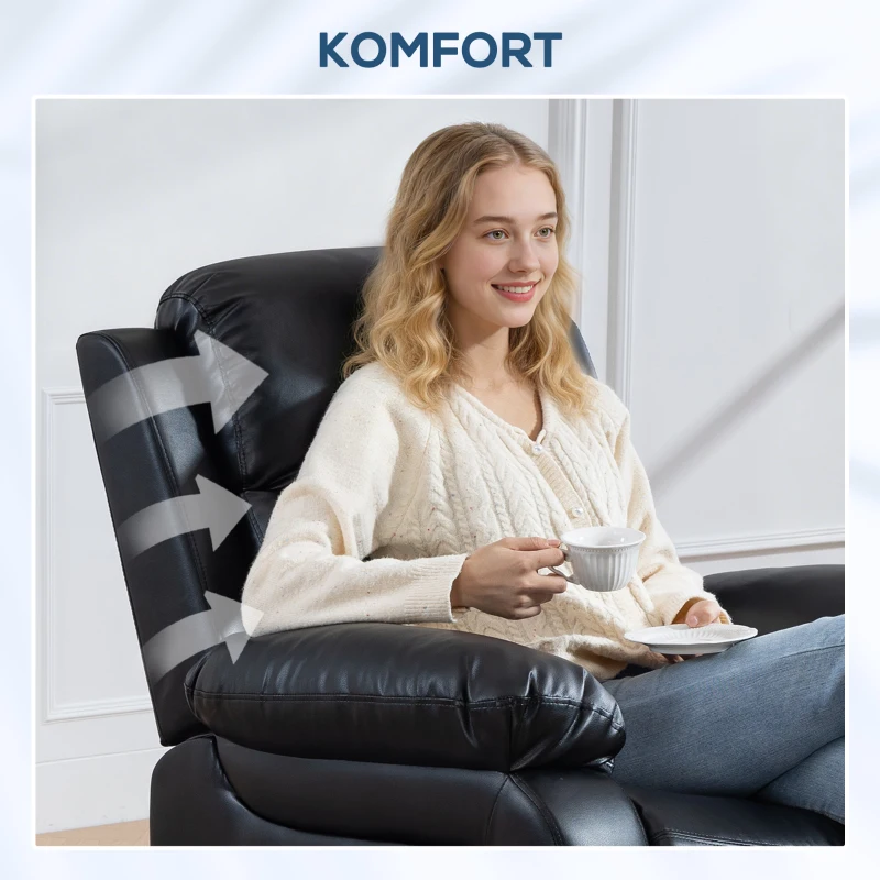 HOMCOM Massagestoel met 8 vibratiepunten, relaxfauteuil, verstelbare rugleuning + voetensteun, zwart