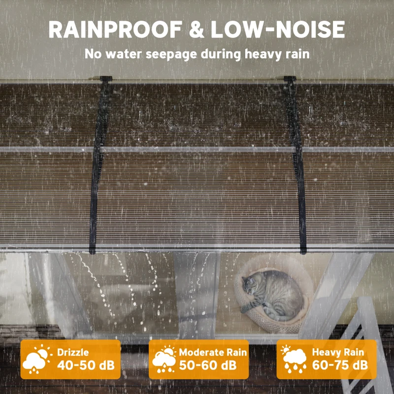 Outsunny Front Door Canopy, Outdoor Awning, Rain Shelter, 303 x 96cm , Brown