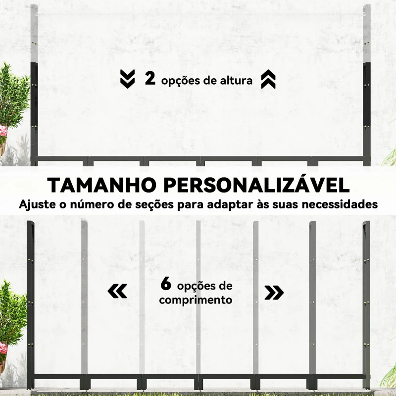 Outsunny Suporte de Lenha Metálico 235x31x116 cm para Exterior com Capa Impermeável  e Estrutura de Aço Preto